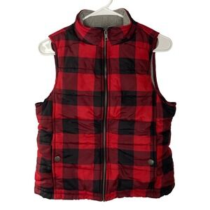 Natural Reflections Red Black Buffalo Plaid Quilted Puffer Vest‎ Women's S/P
